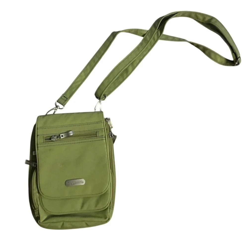Baggallini Olive Green Nylon Crossbody Travel Bag Organizer Purse